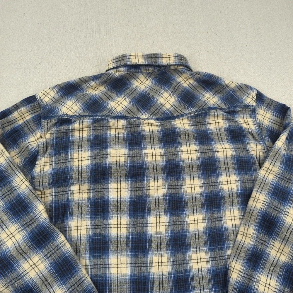 Levis Shirt Mens 2XL Blue Plaid Flannel Pearl Snap Western‎ Cowboy Rodeo